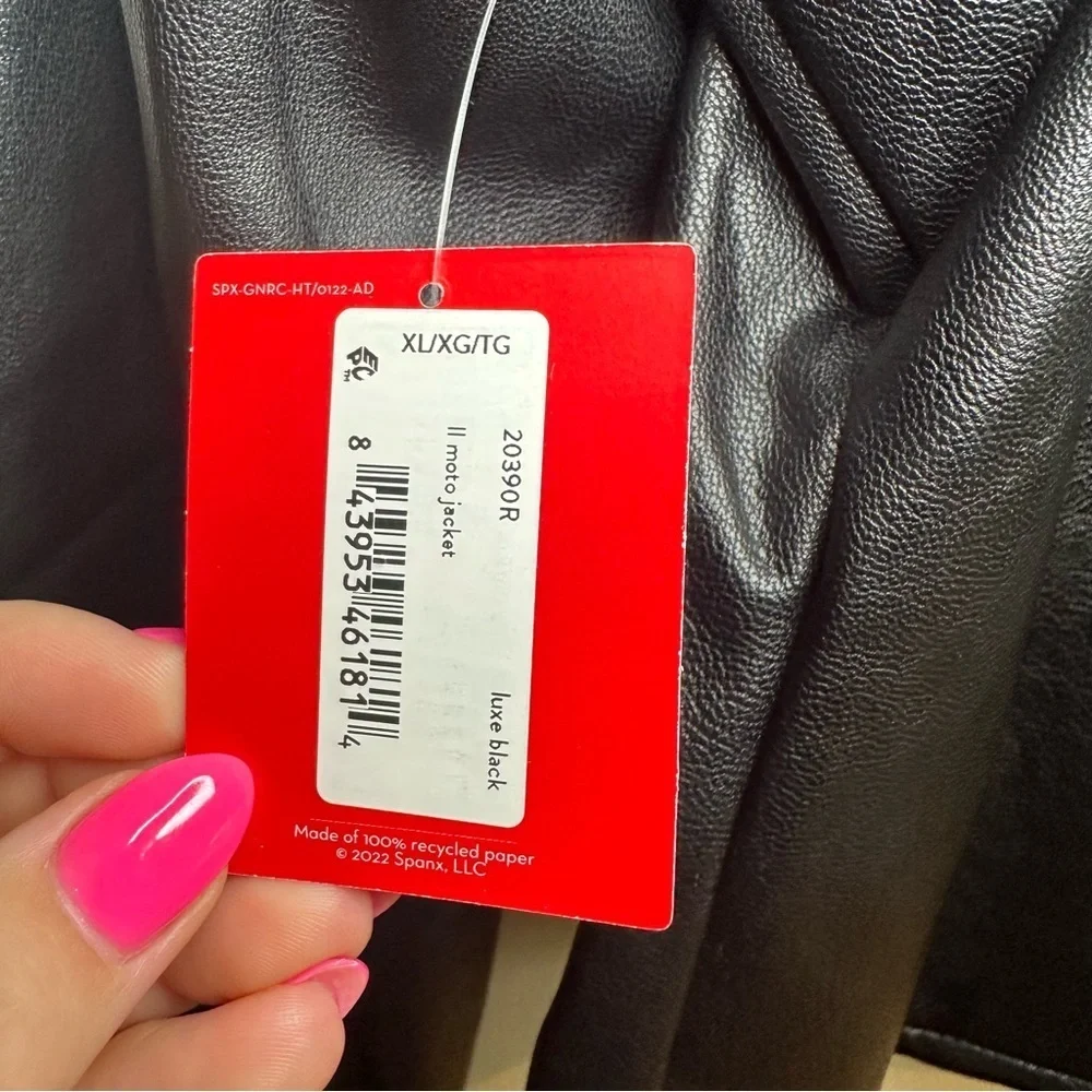 Spanx Leather-Like Black Moto Jacket. Size: XL. NWT.
